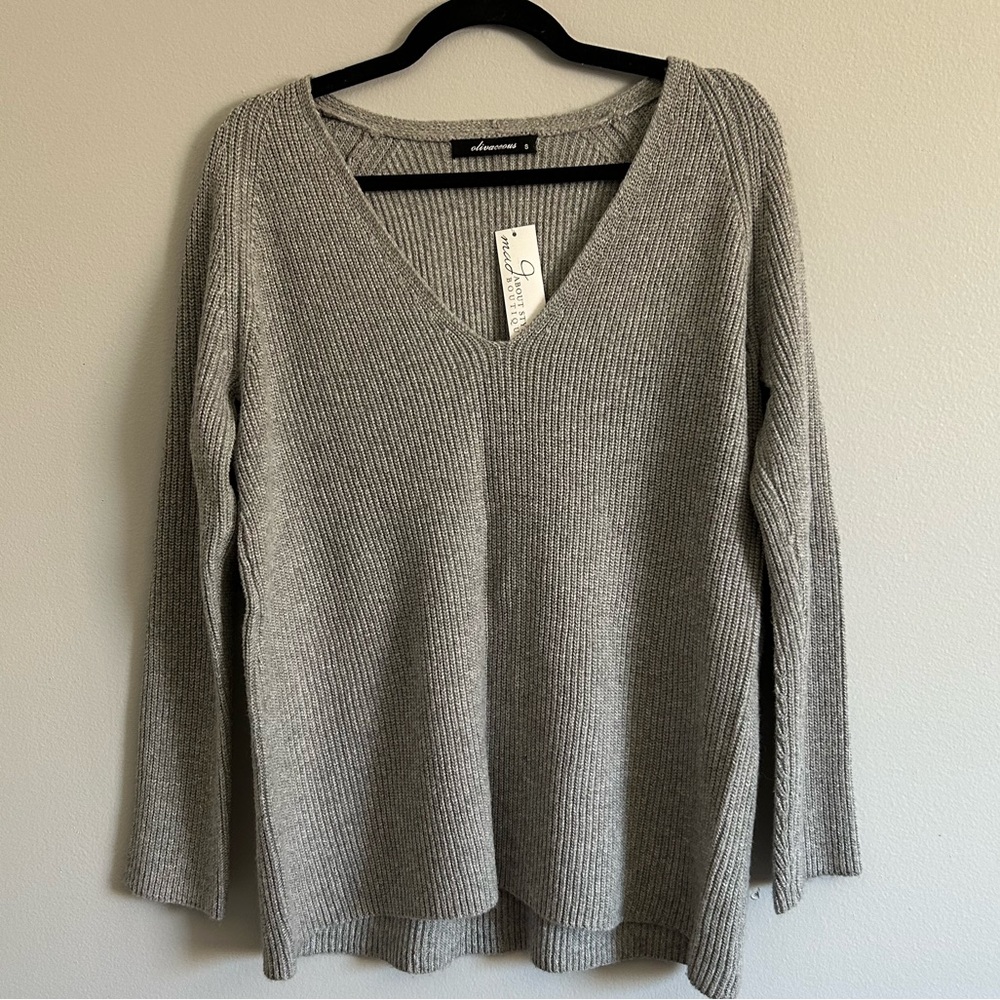 Ribbed knit v-neck sweater